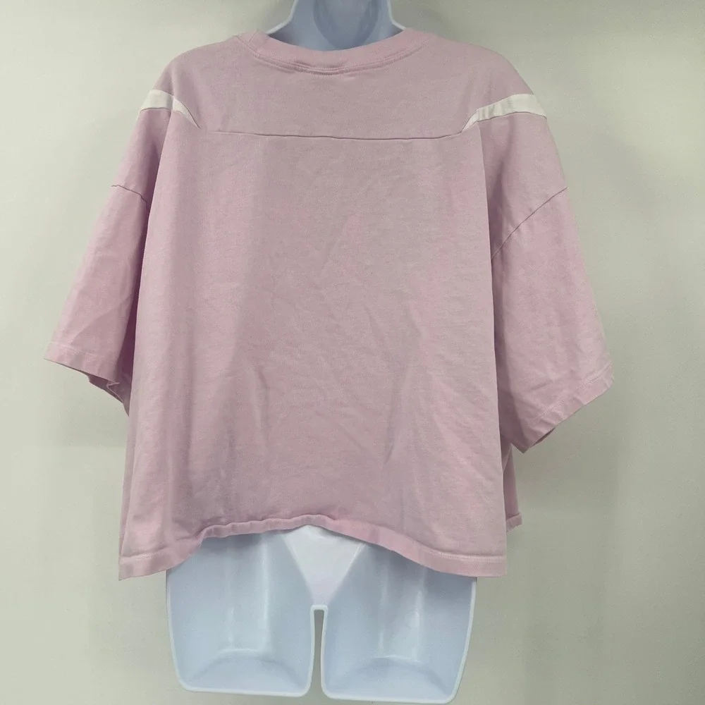 Nike Womens 3X Pink Essential Double Swoosh Boxy Cropped Cotton T-Shirt